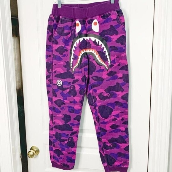 Bape A Bathing World Gone Mad Ape Camouflage Shark Pull On Athleisure Sweatpants - Picture 1 of 13